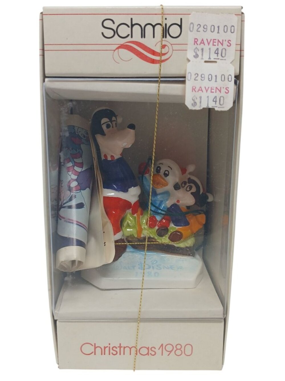 Schmid Walt Disney Christmas 1980 Goofy Sleigh Ride Ornament First LTD #D-9
